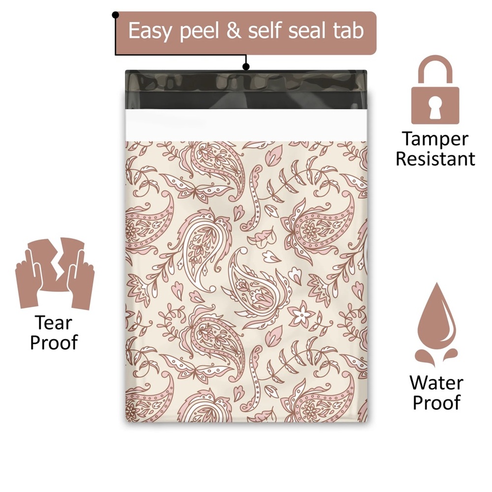 Paisley Pink Poly Mailer’s 10x13 Pack of 25 - Picture 3 of 10